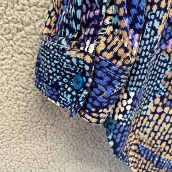 Chicos Multicolor Fine Corduroy Long Sleeve Artsy Button Up Shirt Sz M - Picture 6 of 9